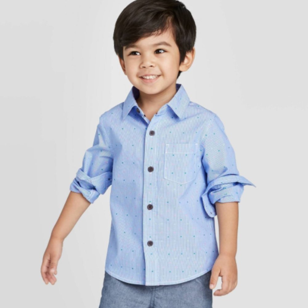 Cat & Jack Boys' Long Sleeve Button Down